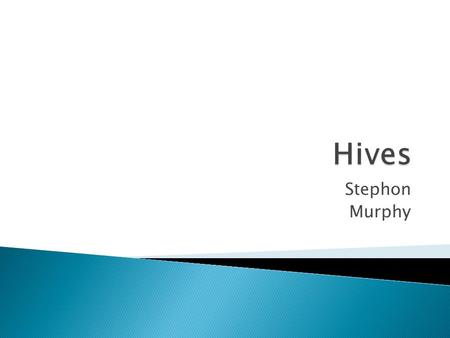 Stephon Murphy.  Hives are red, itchy welts that result from an allergic reaction in the body or from built up stress.