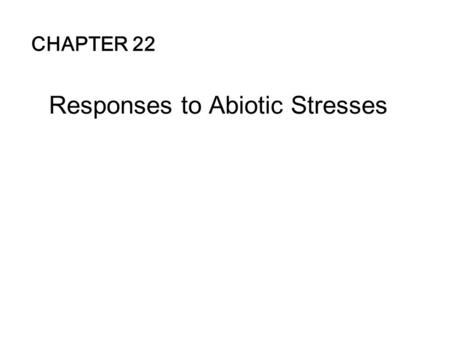 Responses to Abiotic Stresses