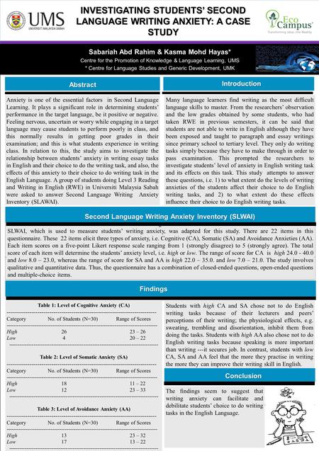 Sabariah Abd Rahim & Kasma Mohd Hayas* Centre for the Promotion of Knowledge & Language Learning, UMS * Centre for Language Studies and Generic Development,