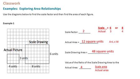 Classwork Examples: Exploring Area Relationships 2 12 square units