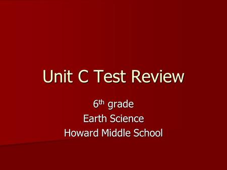 6th grade Earth Science Howard Middle School