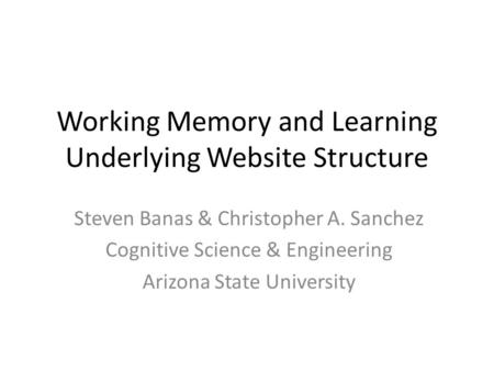 Working Memory and Learning Underlying Website Structure