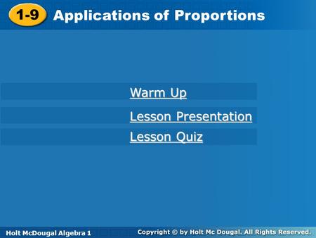 Applications of Proportions