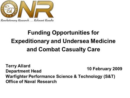 Funding Opportunities for Expeditionary and Undersea Medicine