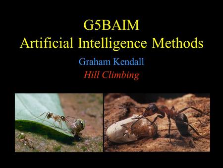 G5BAIM Artificial Intelligence Methods Graham Kendall Hill Climbing.