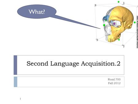 Second Language Acquisition.2 Roml 700 Fall 2012 1 What?