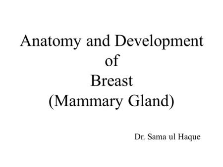 Anatomy and Development of Breast (Mammary Gland)