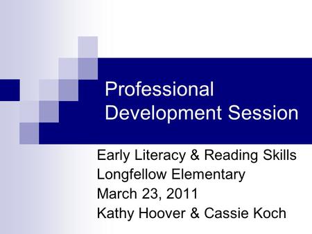 Professional Development Session