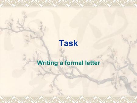 Writing a formal letter