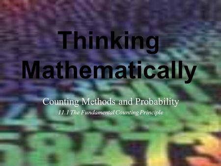 Thinking Mathematically