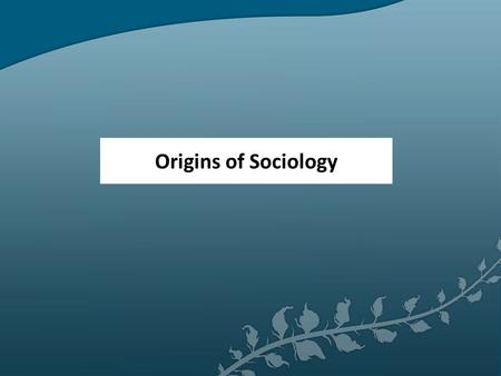 Origins of Sociology. Sociology began in 1800’s (19 th Century) in Europe Auguste Comte Father of Sociology (French) Wrote: Positive Philosophy Belief: