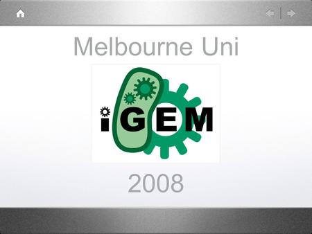 Melbourne Uni 2008. What is iGEM? International Genetically Engineered Machine competition Started in 2003 within MIT.