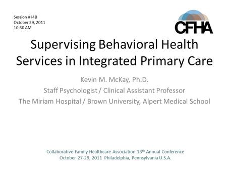 Supervising Behavioral Health Services in Integrated Primary Care