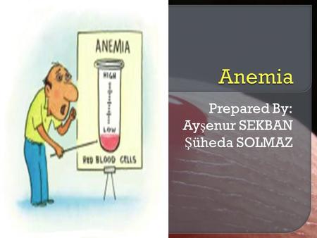 Prepared By: Ay ş enur SEKBAN Ş üheda SOLMAZ.  You get anemia when you don't have enough red blood cells. This makes it difficult for your blood to carry.