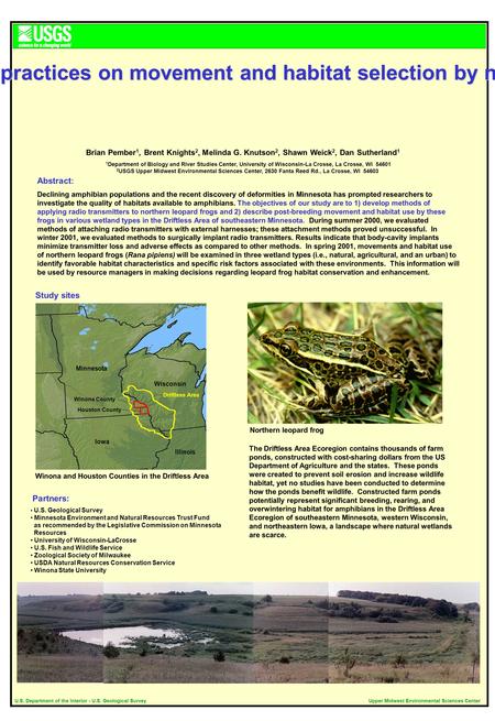 U.S. Department of the Interior - U.S. Geological SurveyUpper Midwest Environmental Sciences Center Abstract : Declining amphibian populations and the.