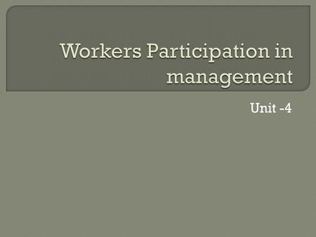 Workers Participation in management