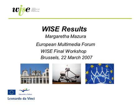 WISE Results WISE Final Workshop Brussels, 22 March 2007 Margaretha Mazura European Multimedia Forum.