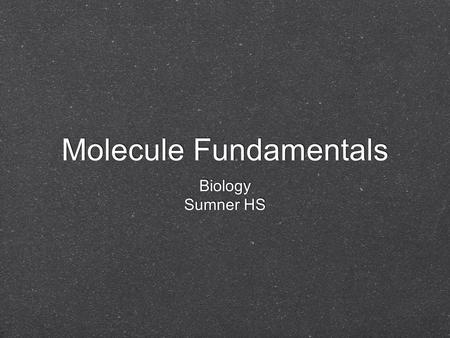 Molecule Fundamentals Biology Sumner HS Biology Sumner HS.