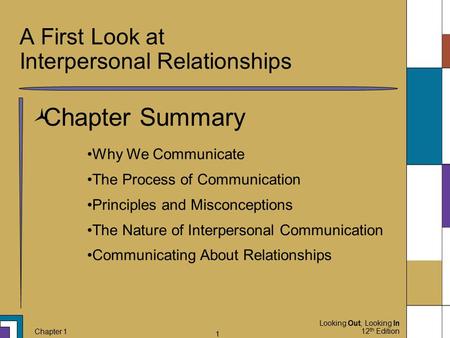 A First Look at Interpersonal Relationships