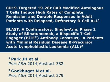 CD19-Targeted 19-28z CAR Modified Autologous T Cells Induce High Rates of Complete Remission and Durable Responses in Adult Patients with Relapsed, Refractory.