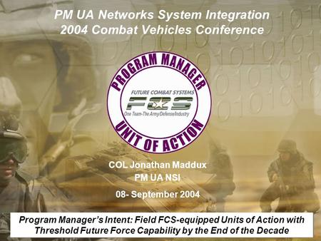 PM UA Networks System Integration 2004 Combat Vehicles Conference