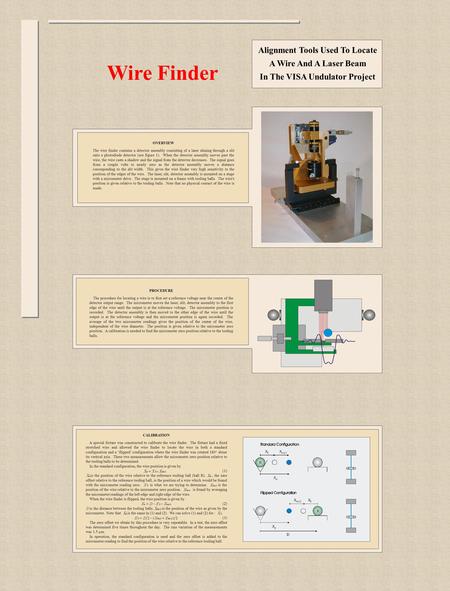 Alignment Tools Used To Locate A Wire And A Laser Beam In The VISA Undulator Project Wire Finder CALIBRATION A special fixture was constructed to calibrate.