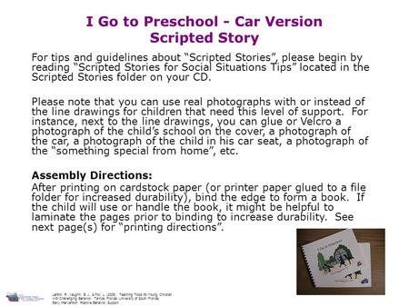 I Go to Preschool - Car Version Scripted Story