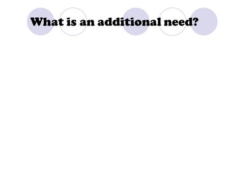 What is an additional need?. Task 1 In groups, carry out research (internet, texts, interviews, questionnaire) on 3 of the causes of additional needs: