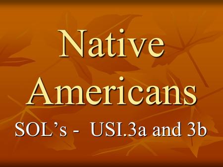 Native Americans SOL’s - USI.3a and 3b.