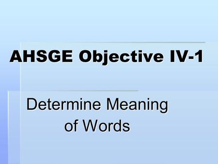 Determine Meaning of Words