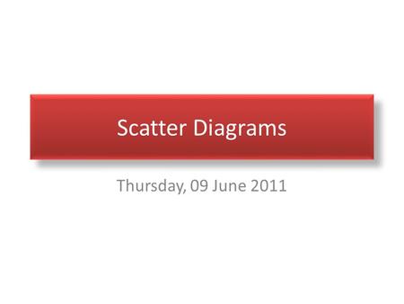 Scatter Diagrams Thursday, 09 June 2011. Example Ten Students in class 6 sat a mock Mathematics SATS test and three weeks later sat a second SATs test.