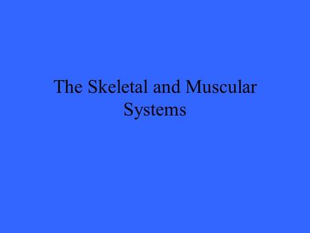 The Skeletal and Muscular Systems