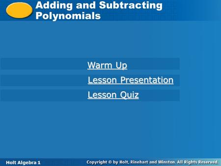 Adding and Subtracting Polynomials