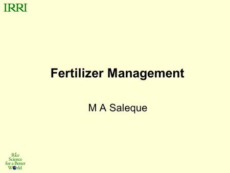 Fertilizer Management