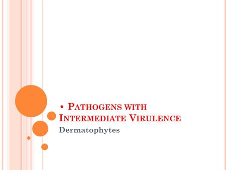 P ATHOGENS WITH I NTERMEDIATE V IRULENCE Dermatophytes.