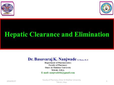 Hepatic Clearance and Elimination