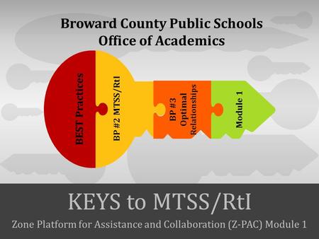 Broward County Public Schools Office of Academics KEYS to MTSS/RtI Zone Platform for Assistance and Collaboration (Z-PAC) Module 1 BEST Practices BP #2.