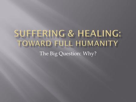 The Big Question: Why?.  From the Cycles and Processes of Nature:  Earthquakes  Hurricanes  Fires  Floods  Old Age.