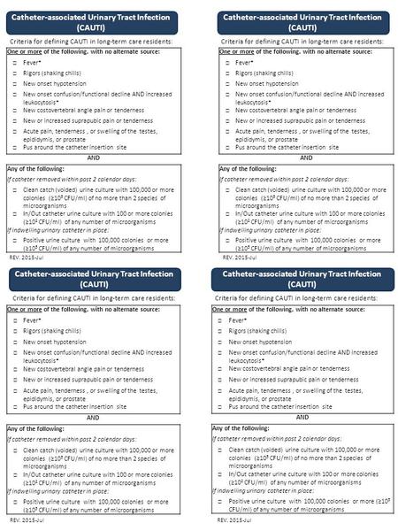 One or more of the following, with no alternate source: □Fever* □Rigors (shaking chills) □New onset hypotension □New onset confusion/functional decline.