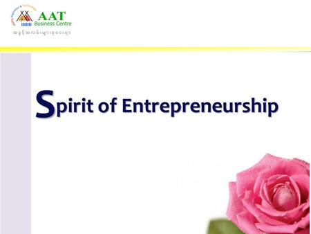 S pirit of Entrepreneurship. W hy Entrepreneurship?