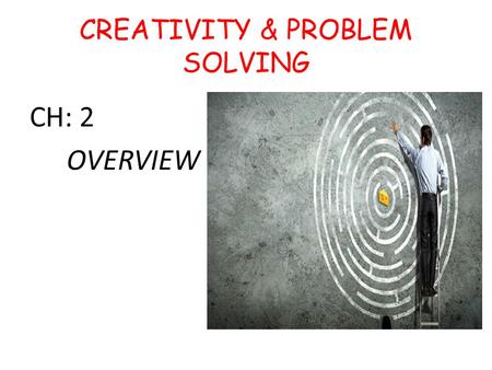 CREATIVITY & PROBLEM SOLVING CH: 2 OVERVIEW. cps CPS Formally-informally Work tirelessly Involve guesswork Technical systems… To discuss any of these.