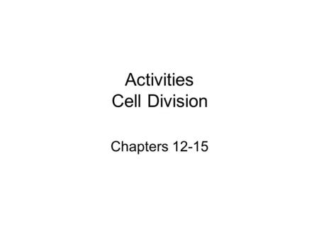 Activities Cell Division