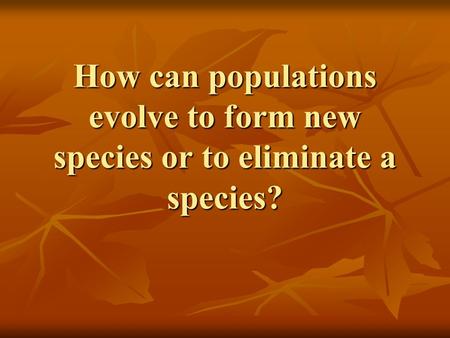 How can populations evolve to form new species or to eliminate a species?