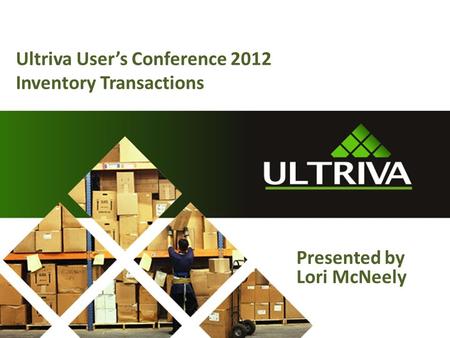 Ultriva User’s Conference 2012 Inventory Transactions  uite/Account.mvc Presented by Lori McNeely.