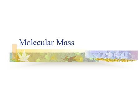 Molecular Mass. Mass of Atom Measured in atomic mass unit (amu) 1 amu = 1.66 x 10 -24 g Defined by assigning the mass of 12 amu to the carbon-12 isotope.