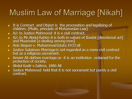 Muslim Law of Marriage [Nikah]