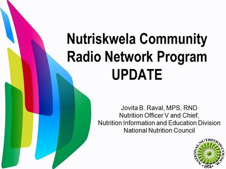 Nutriskwela Community Radio Network Program UPDATE