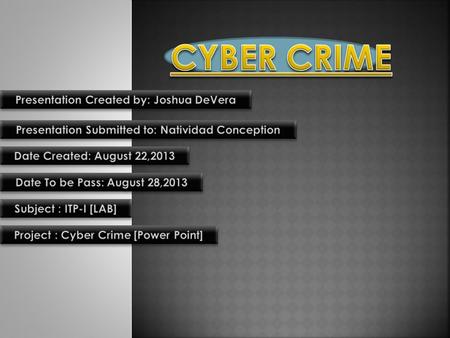 Computer crime, or cybercrime, refers to any crime that involves a computer and a network, where the computers may or may not have... Cyber crime encompasses.