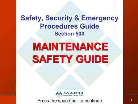 Safety, Security & Emergency Procedures Guide Section 500