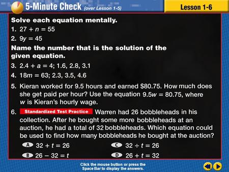 Transparency 6 Click the mouse button or press the Space Bar to display the answers.